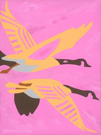 Skydivers with open wings - Acryl op doek (linnen)